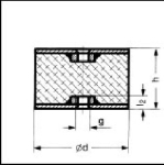 Gummi-Metall-Puffer C-20x25 / 55° Shore A M 6 IG/IG, Schwingmetall