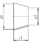 MRS reducer SS concentric DN65/50 304L, polished