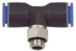 Push-in T-fitting AG 3/8", SD8, swivelling, O-ring Blue series, KU- nickel-plated brass