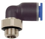 Elbow screw-in fitting AG 1/2", SD12, swivelling, O-ring Blue series, KU- nickel-plated brass