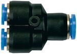 Y-connector reduced 1x SD12, 2x SD10 Plastic, blue series