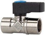 Mini ball valve, nickel-plated brass IG/IG 1/2", DN10, BL 49 mm Plastic swivel handle