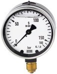 Glyzerin-Manometer AG 1/4", D63 mm, 0-100 bar, max 60° Metall, Anschluss unten