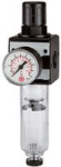 Filterregler Serie multifix IG 1/2", 5000l/min, 0,5-10 bar, BG3 mit Polycarbonatbehälter, Manometer