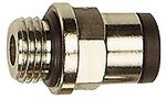 Rechte inschroefconnector AG 3/8" cil. x SD12, L 28,1 mm, O-ring klik-klok, messing vernikkeld