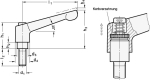 Klemhendel met schroef, verstelbaar GN 300-108-M16-120-SW AG, RAL 9005 zwart