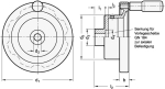 Disc handwheel for position indicator GN 323.8-125-K12-R Bore with groove, handle rotatable