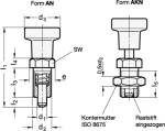 Vergrendelingsbout met knop GN 617-8-AKN-NI roestvast staal