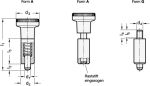 Indexing plunger without thread GN 618-5-G with threaded pin