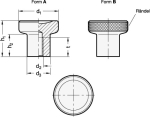 Knurled knob GN 676.5-21-M4-B Stainless steel matt blasted