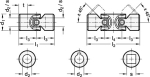 Universal joint with plain bearing DIN 808-25-K12-56-EG-NI Stainless steel, single hole, groove