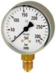 Inhoud manometer 63 mm, 0-400 bar, G 1/4" verticaal voor cilinderdruk 300 bar