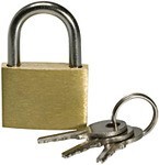 Padlock 50 mm, incl. 3 keys brass