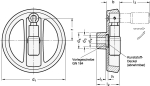 Spoked handwheel with reversible handle GN matt KU-coated