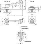 Klembout met kogelhandgreep GN 918.2-50-KV-L Vertanding, linkse klemming