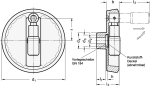 Disc handwheel with reversible handle GN matt coated