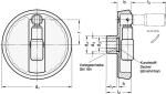 Disc handwheel with reversible handle GN swivelling back