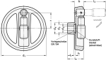 Spoked handwheel with reversible handle GN swivelling back