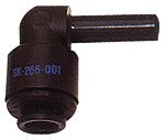 Push-in angle connector spigot POM