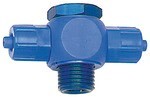 T-fitting with hollow aluminium screw AG L Plastic POM blue