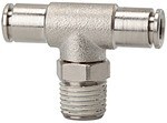 Push-in T-fitting AG 1/2 "R, SD12, swivelling, with O-ring Nickel-plated brass, metallica series