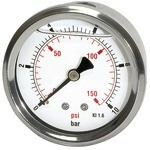 Glycerine manometer, drukleiding AG 1/4", D63mm, bar, -20°C - 60°C Roestvrij staal, dubbele