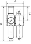 2-delige onderhoudseenheid Futura-mini Metalen G 1/4 Compacte drukmeter
